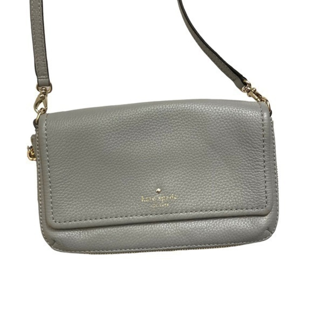 Kate spade gray leather flap crossbody bag